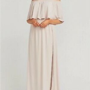 Off the shoulder maxi dress. Great for bridesmaid.